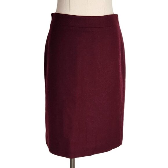 J. Crew Burgandy Wool Blend The Pencil Skirt Career Classic Women's Size 0 - Picture 1 of 15